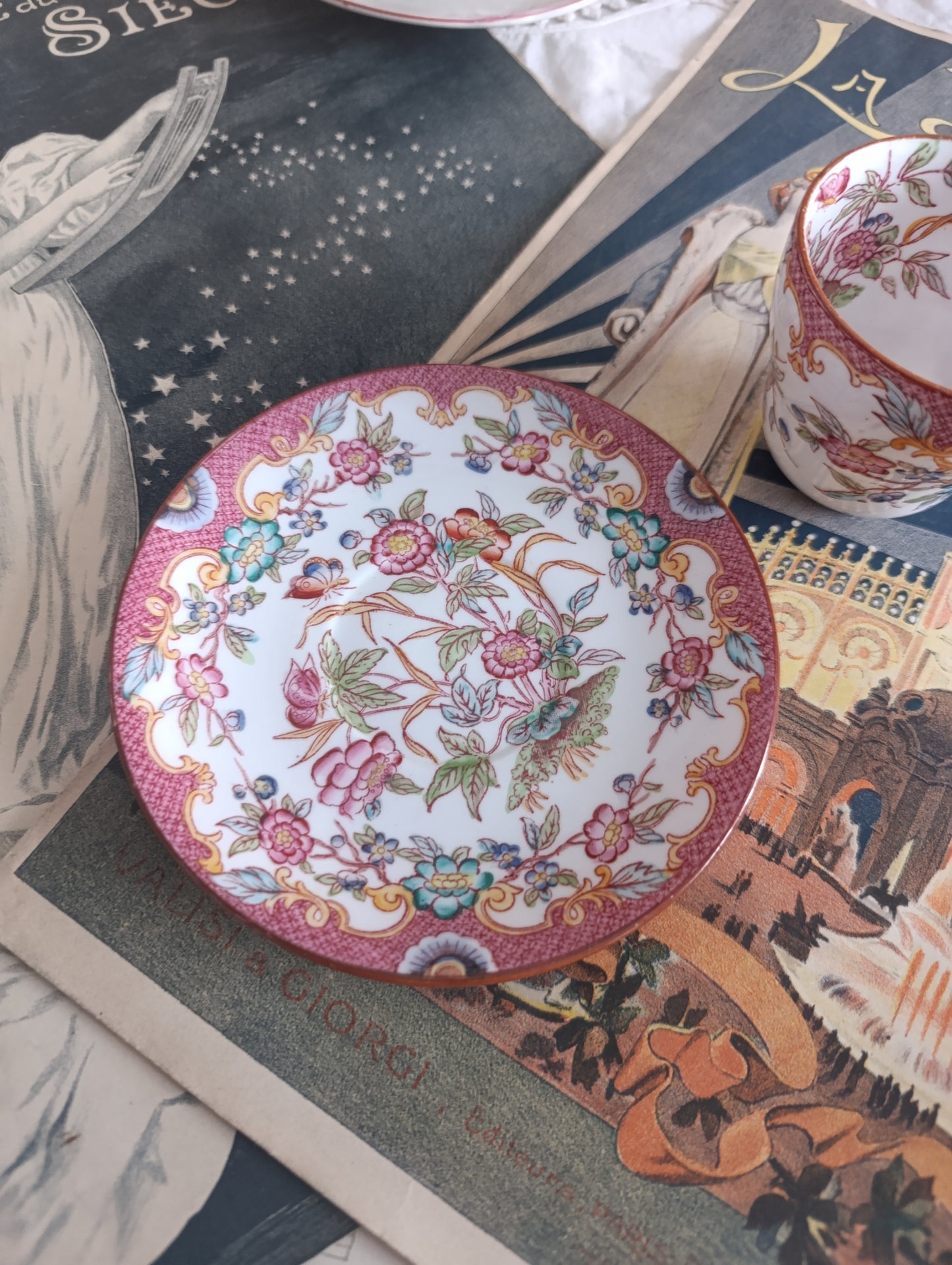 Tasse à café sous tasse Minton Sarreguemines