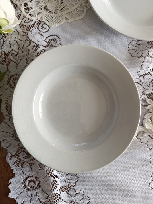 Assiette creuse Terre de fer blanche Sarreguemines Gien Pexonne