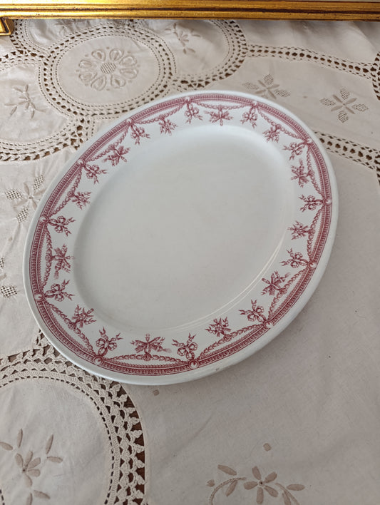 Plat oval old Hall victorian staffordshire Indian Stone China  terre de fer rose