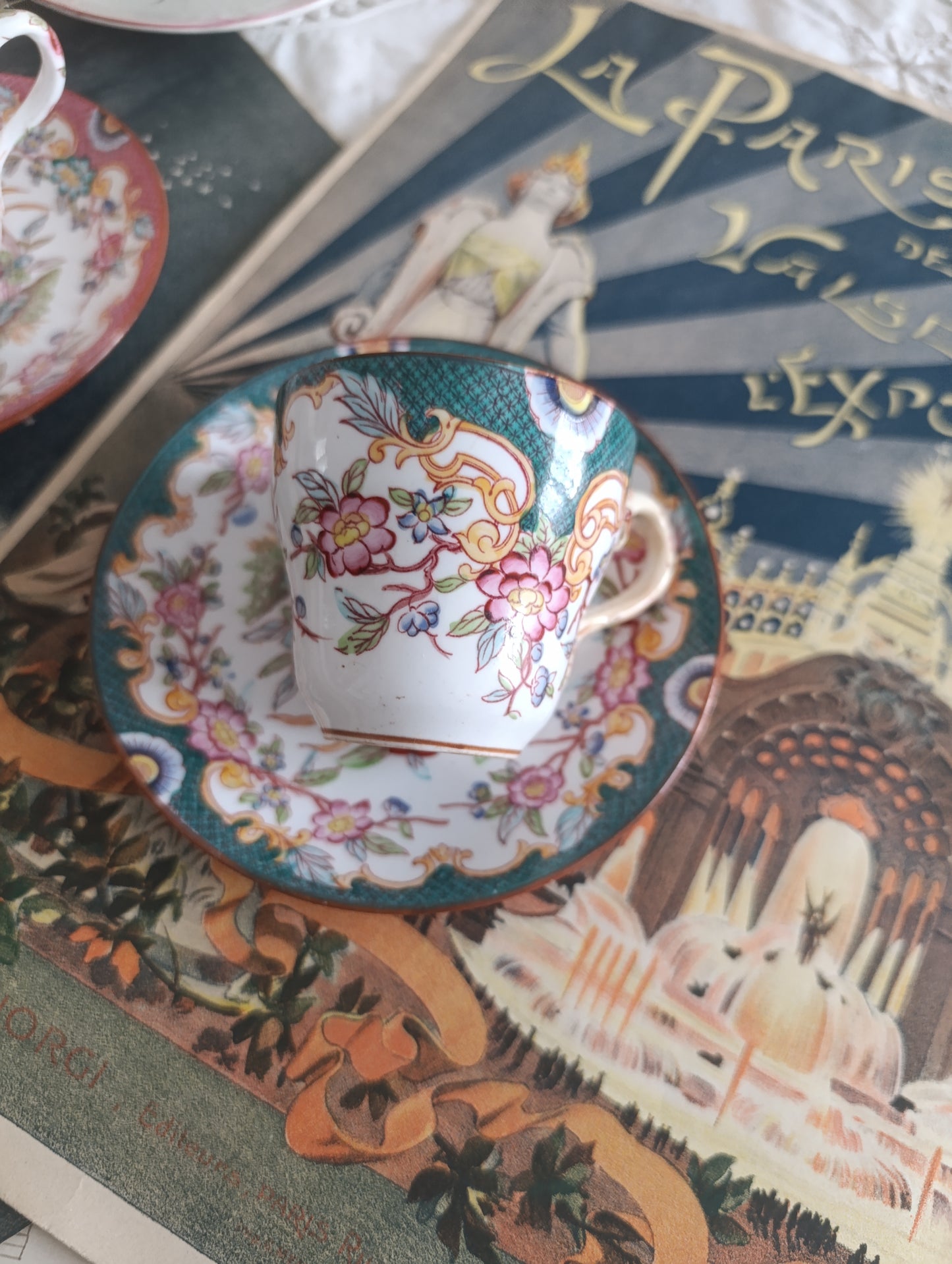 Tasse à café sous tasse Minton Sarreguemines