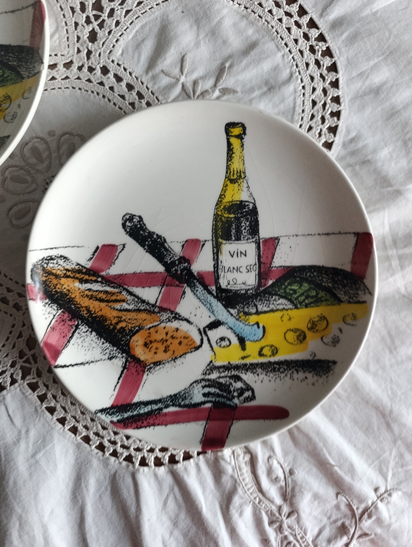 Assiettes Gien fromage et vin