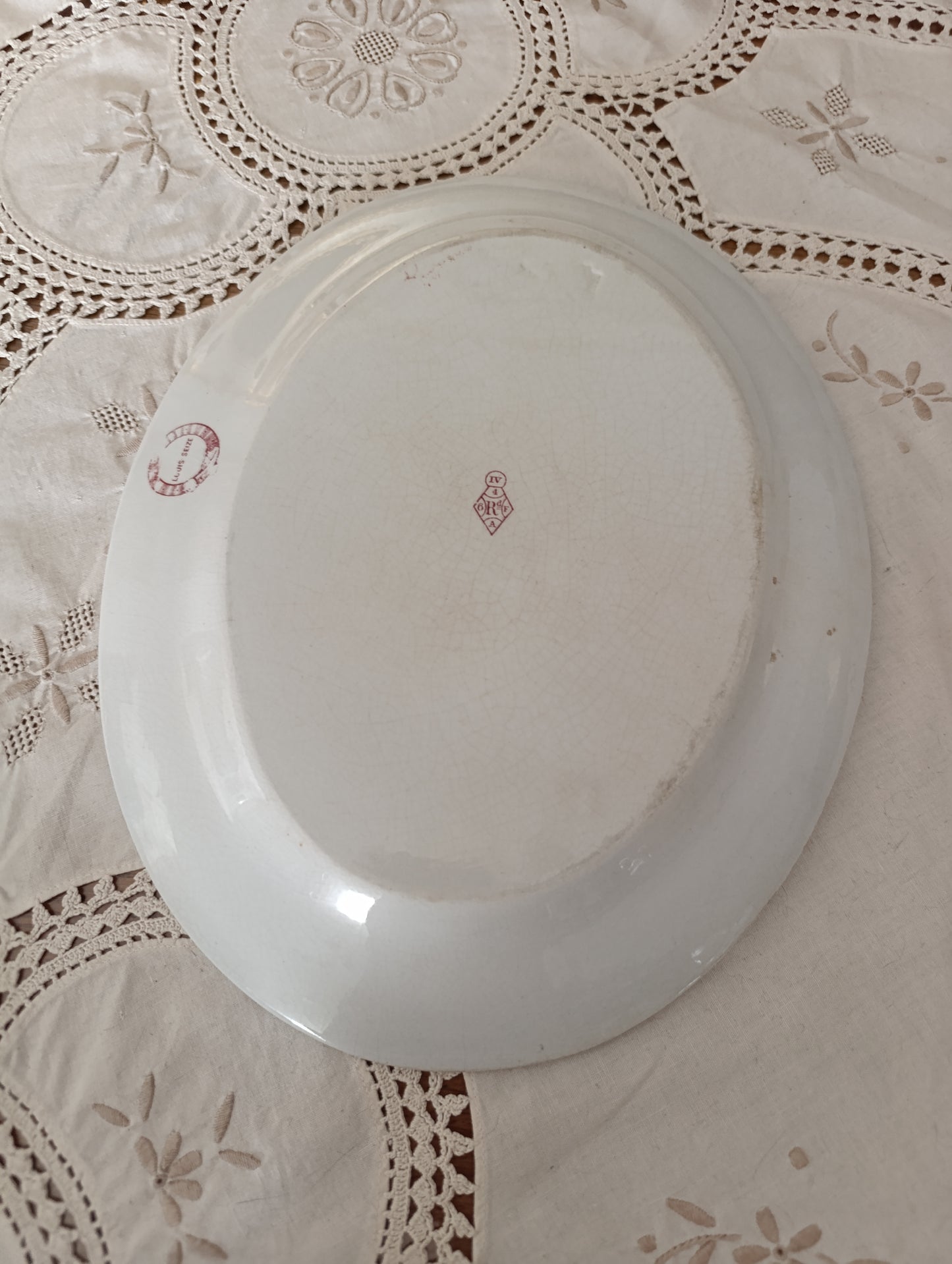 Plat oval old Hall victorian staffordshire Indian Stone China  terre de fer rose