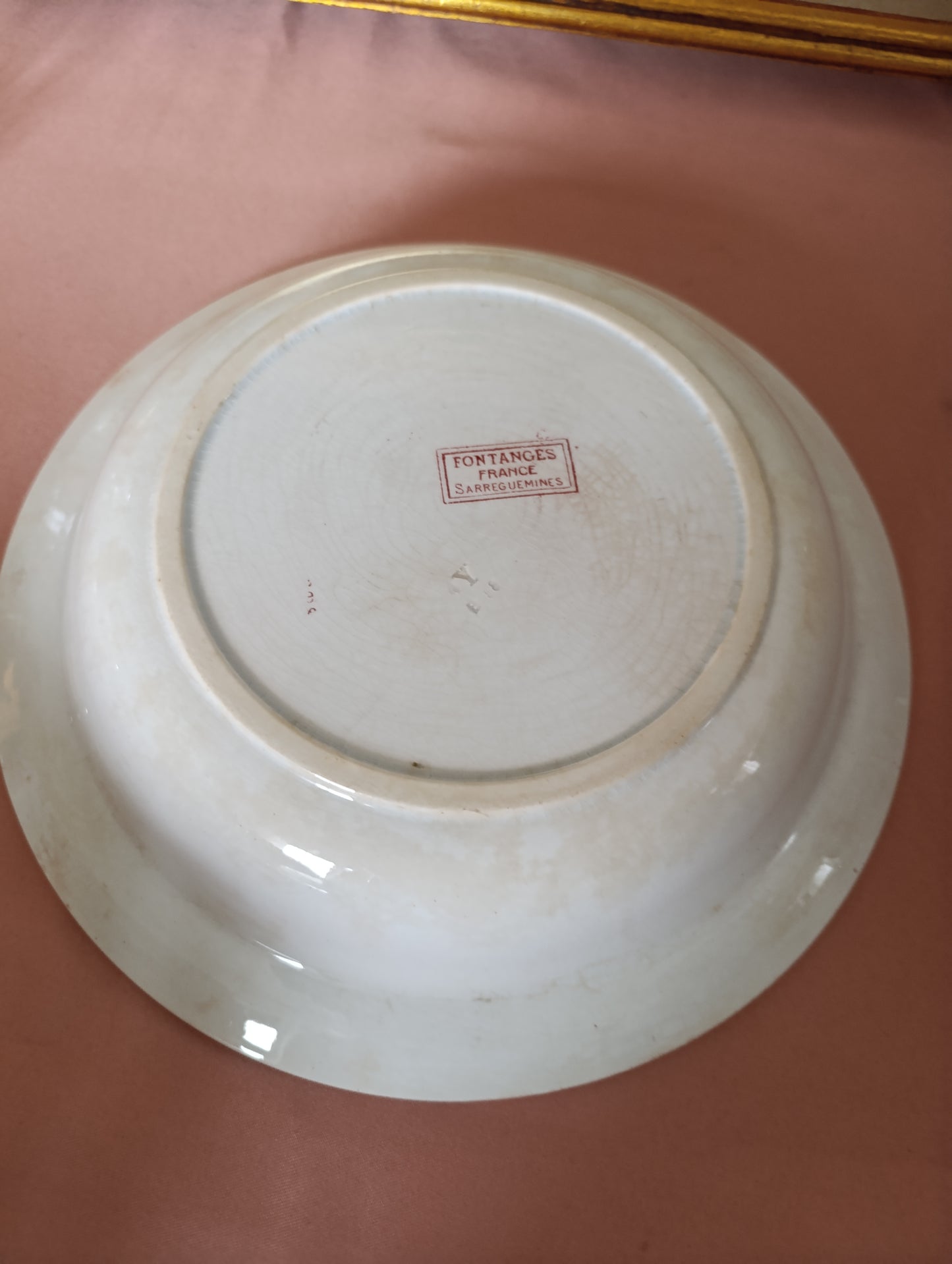 Plat oval et creux Sarreguemines Fontanges terre de fer rouge