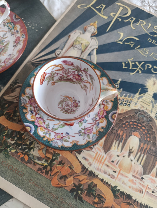 Tasse à café sous tasse Minton Sarreguemines