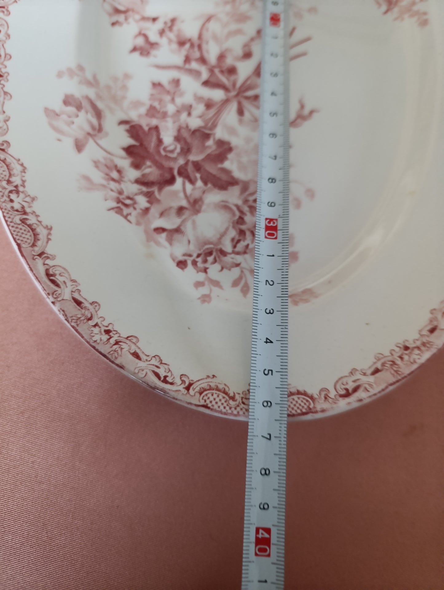 Plat oval Fontanges Sarreguemines terre de fer rouge