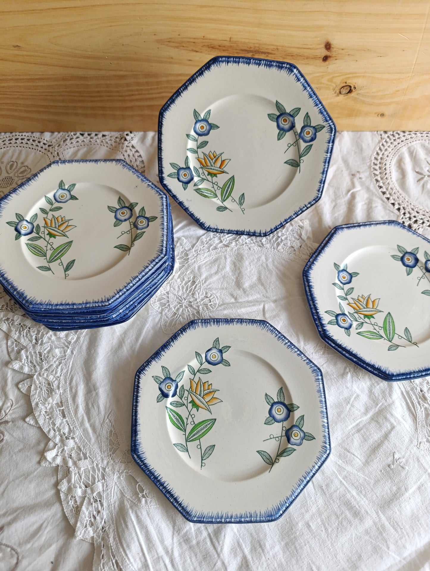 Assiette dessert terre de fer polychrome Longwy