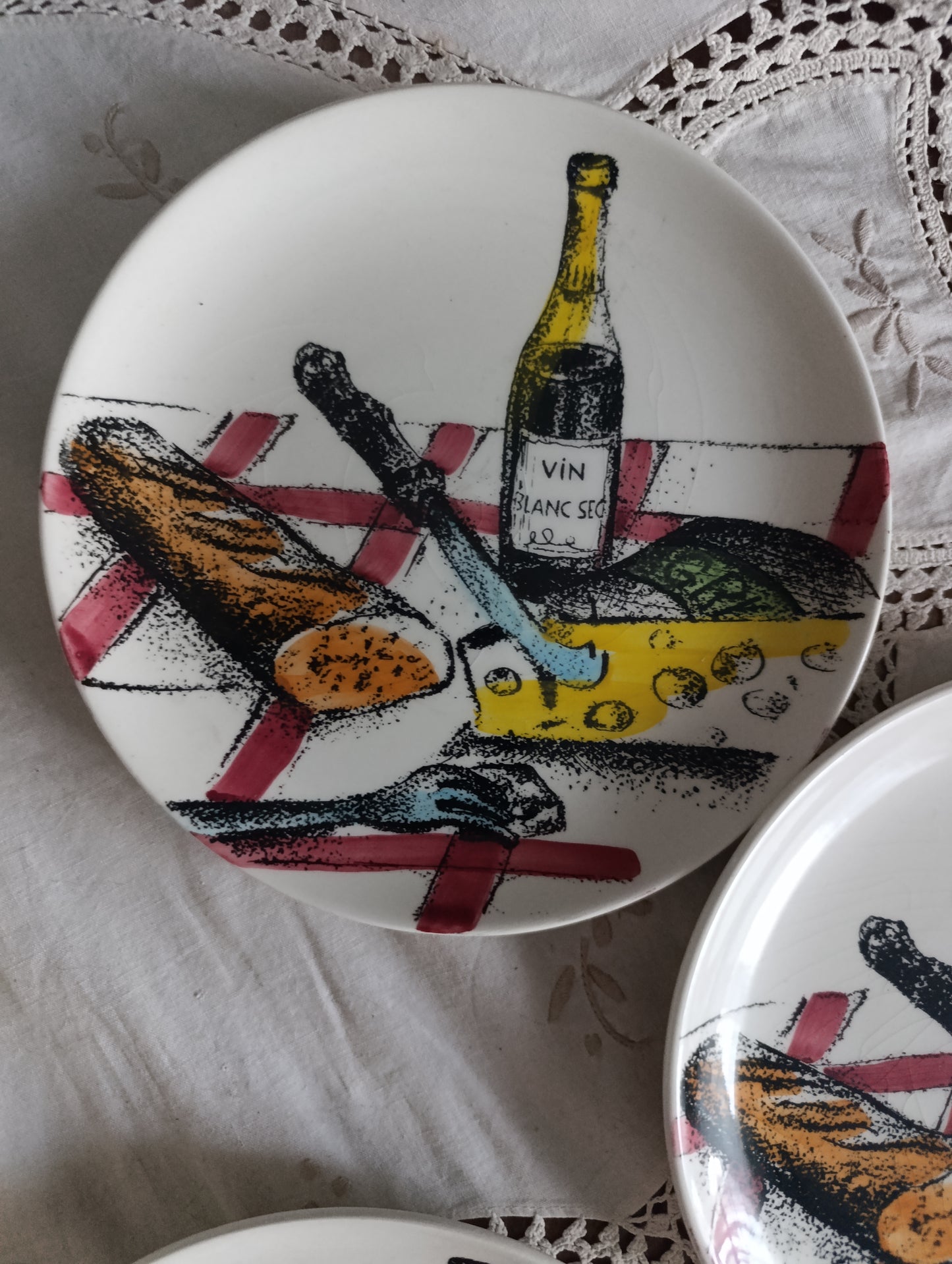 Assiettes Gien fromage et vin