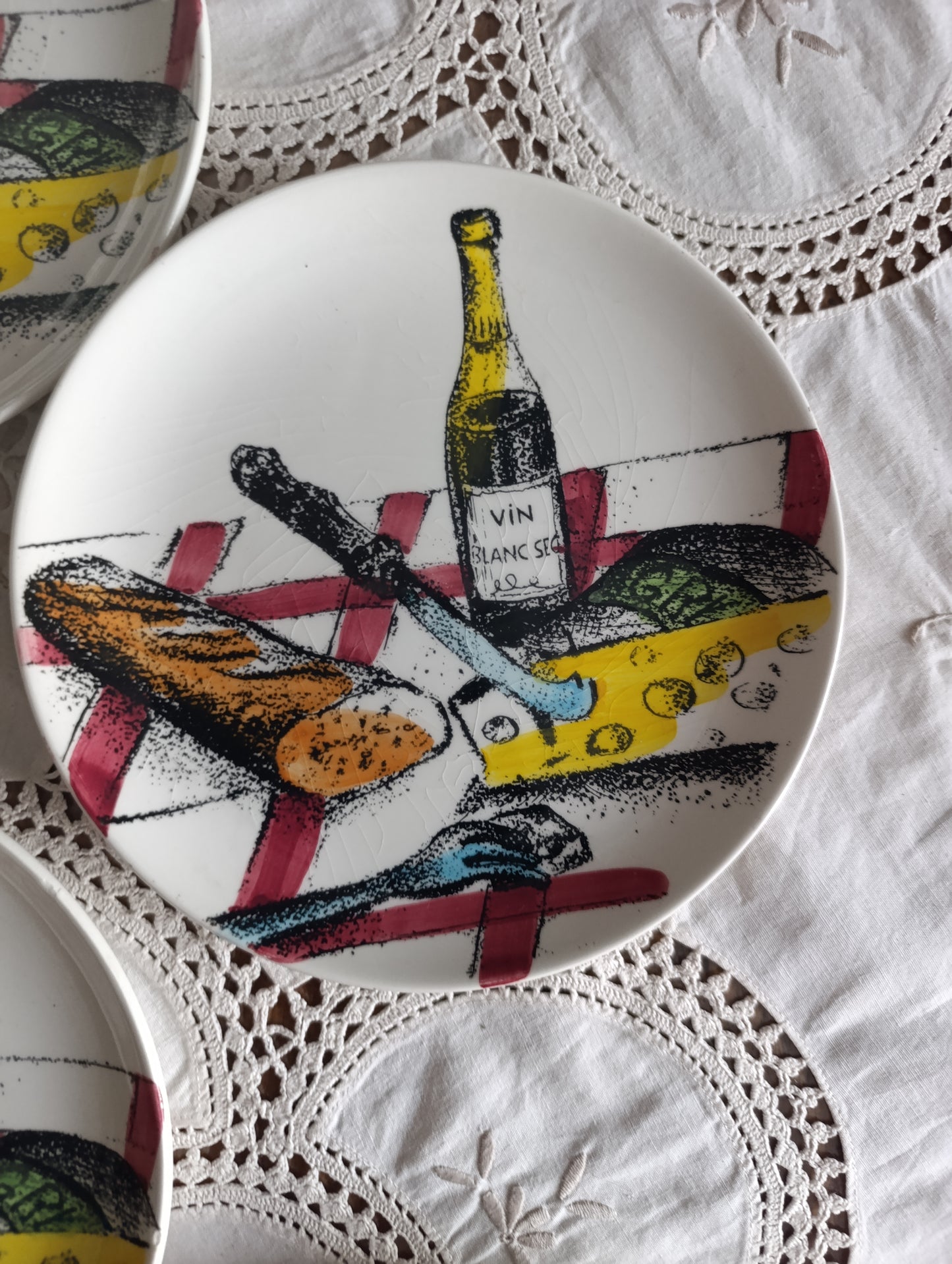 Assiettes Gien fromage et vin