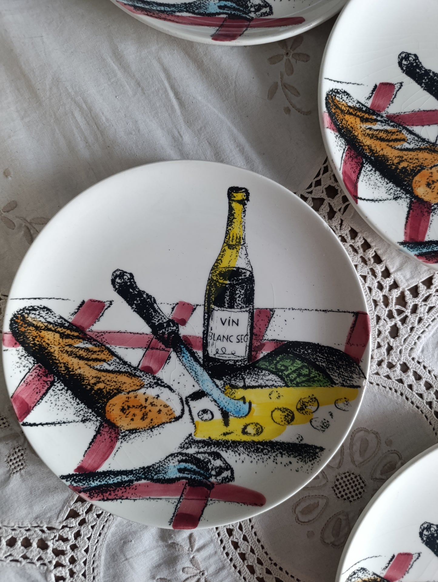 Assiettes Gien fromage et vin