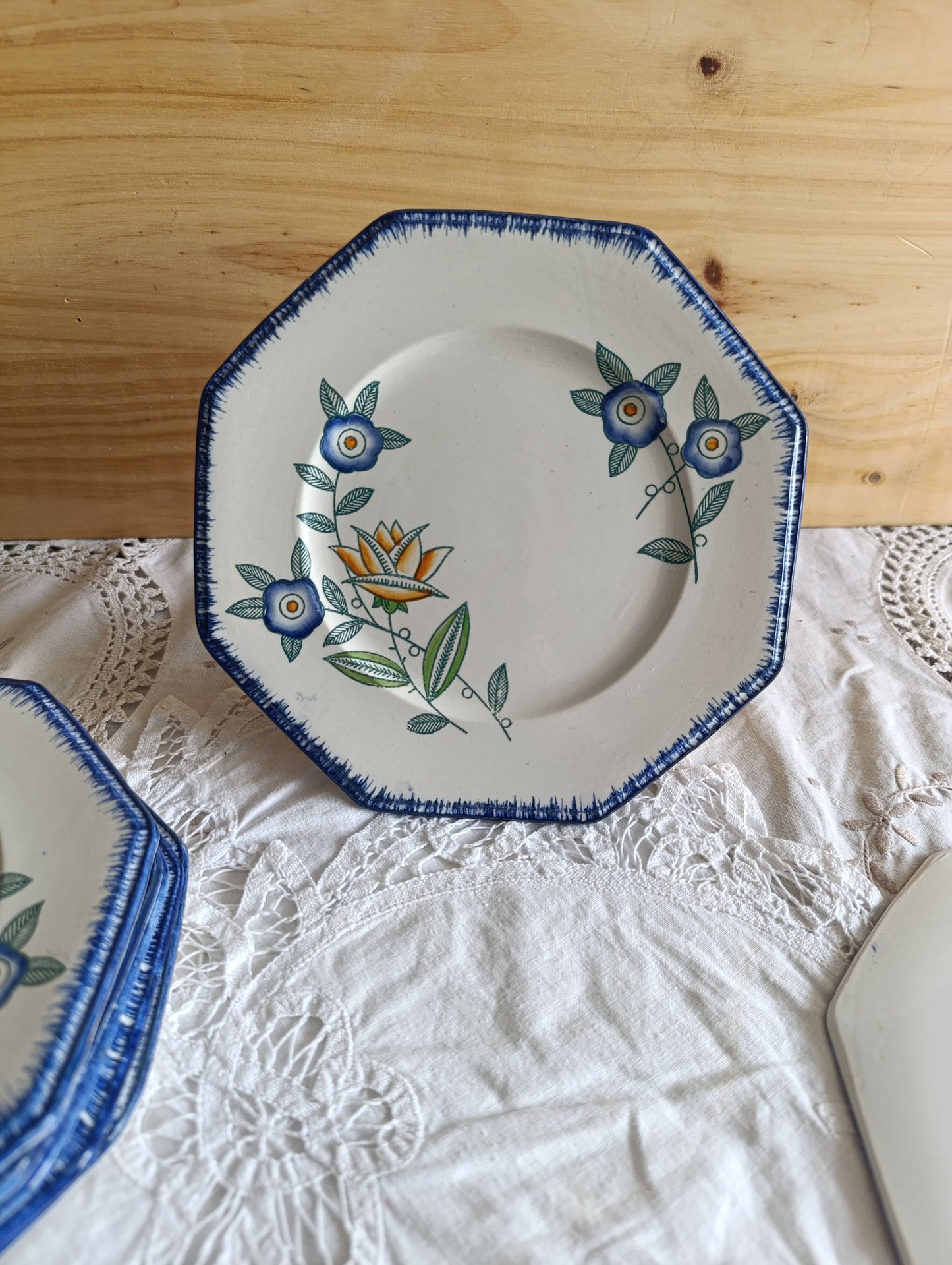 Assiette dessert terre de fer polychrome Longwy