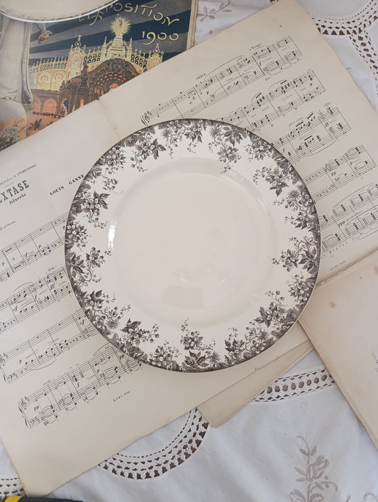 Plat rond Alphand Sarreguemines terre de fer brun