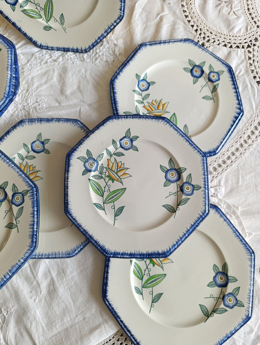 Assiette dessert terre de fer polychrome Longwy